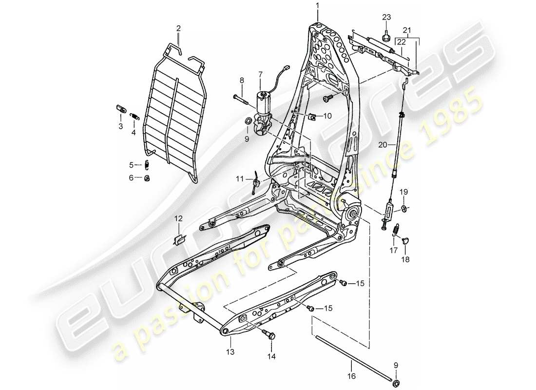 porsche 2001 (996 gt3) rahmen - rückenlehne - rahmen für sitz - sportsitz ersatzteildiagramm