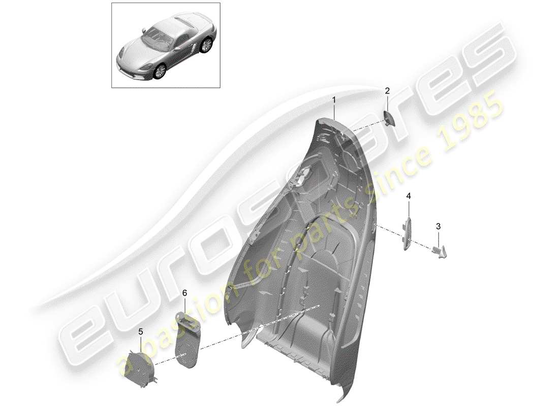 porsche 2019 (718 boxster) rückenlehnenschale ersatzteildiagramm