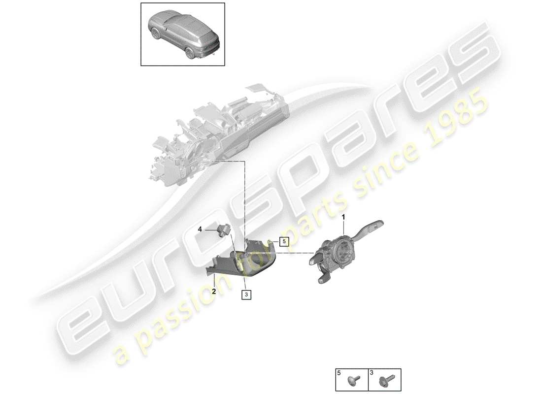 porsche 2019 (cayenne e3 9ya/9yb) lenkstockschalter ersatzteildiagramm
