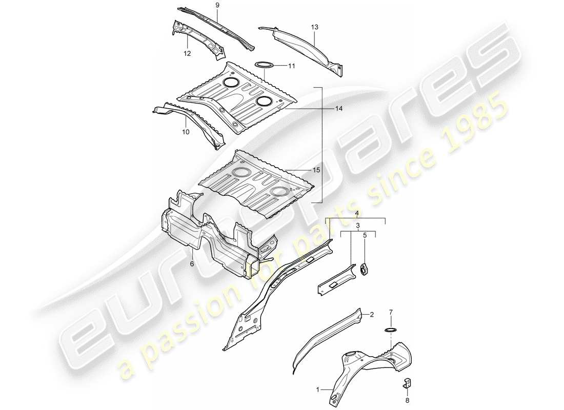 porsche 2008 (987 boxster) hinteres ende teilediagramm