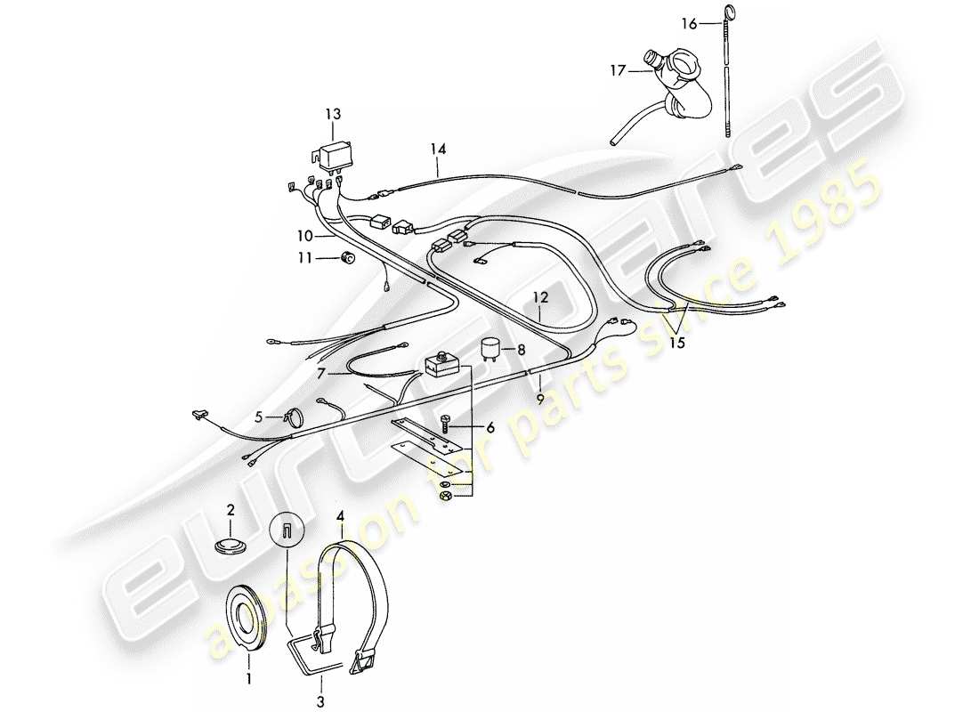 porsche 1972 (911) klimaanlage - elektrische komponenten - zubehör - nicht für: - (usa) ersatzteildiagramm