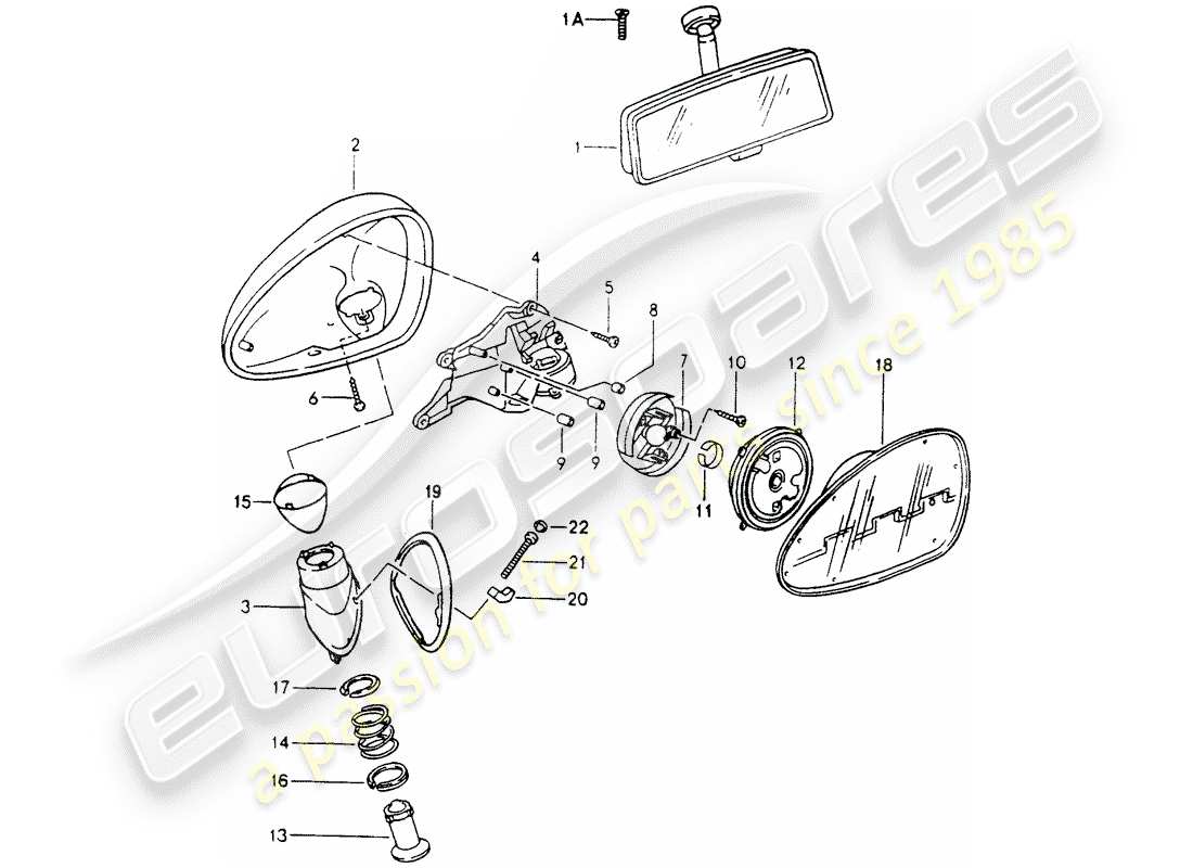 porsche 1993 (964) rückspiegel innen - rückspiegel - rückspiegel teilediagramm