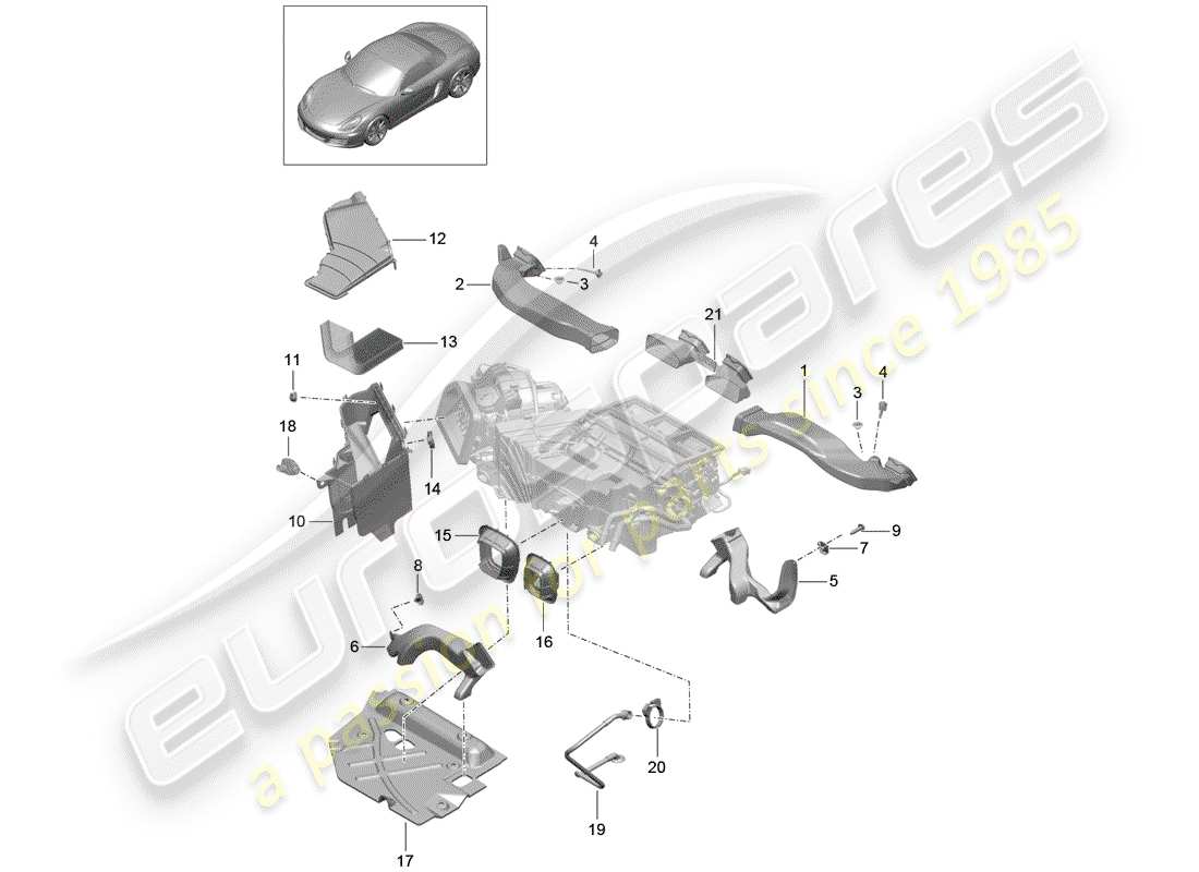 porsche 2012 (981 boxster) luftkanal teilediagramm