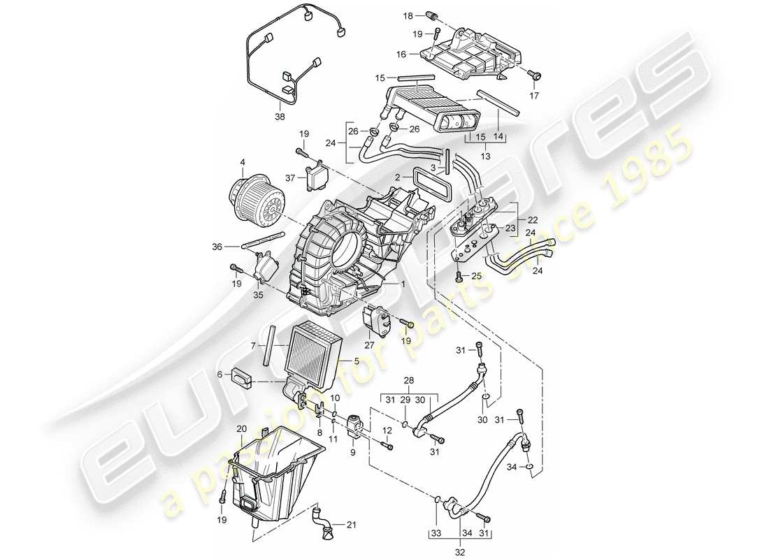 porsche 2005 (cayenne e1 9pa) heizung teilediagramm