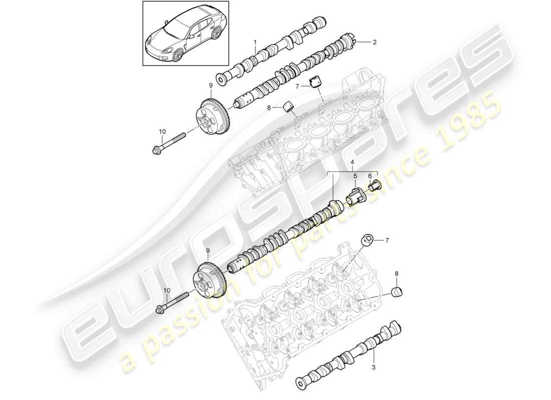 porsche 2010 (cayenne e1 9pa) nockenwelle teilediagramm