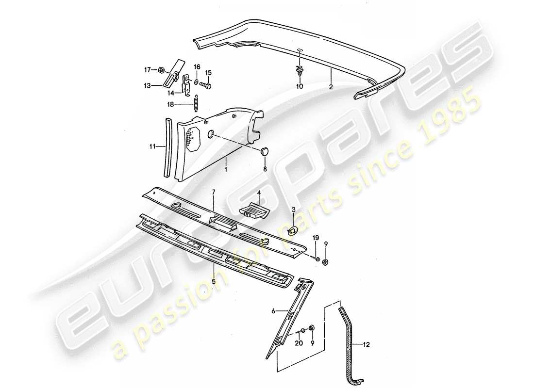 porsche 1992 (968) trims-teilediagramm