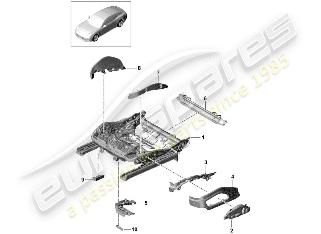 porsche 2017 (panamera 971-1) sitzrahmen teilediagramm
