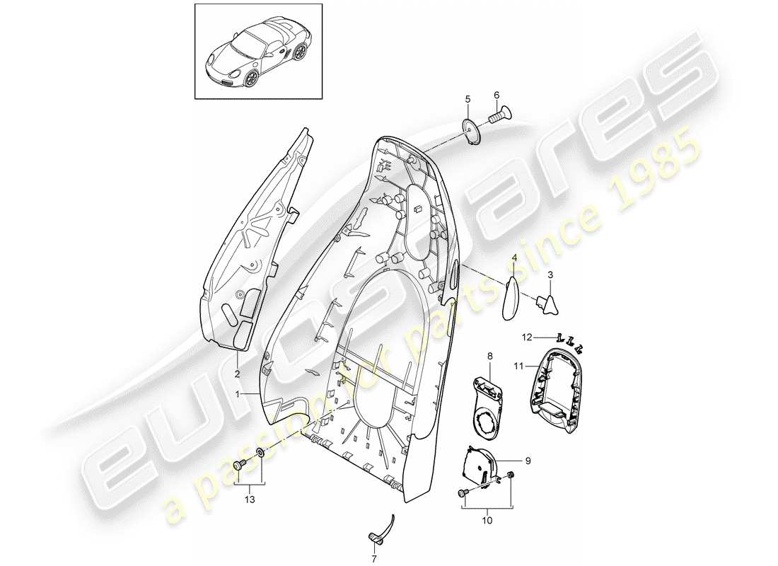 porsche 2011 (987 boxster) rückenlehnenschale ersatzteildiagramm