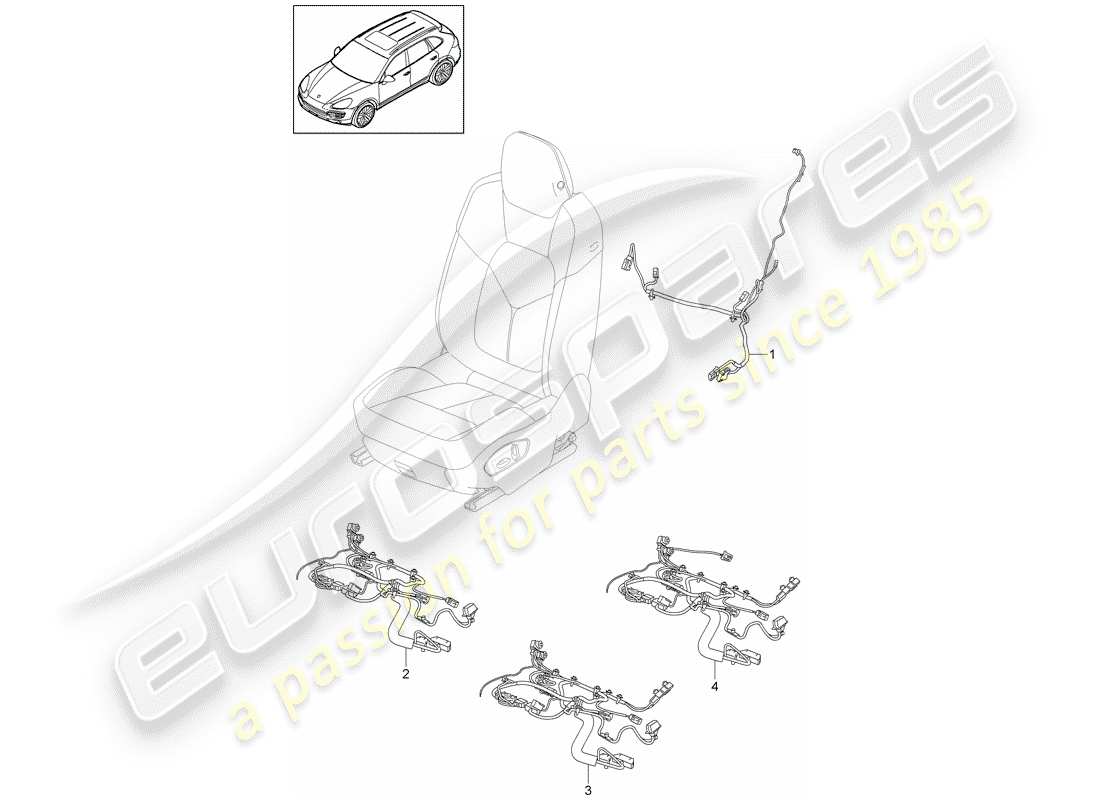 porsche 2016 (cayenne e2 92a) kabelbäume teilediagramm