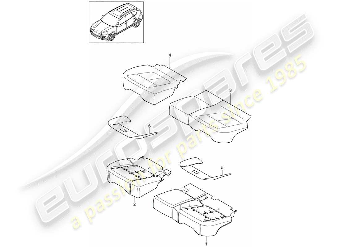 porsche 2014 (cayenne e2 92a) sitzkissen ersatzteildiagramm