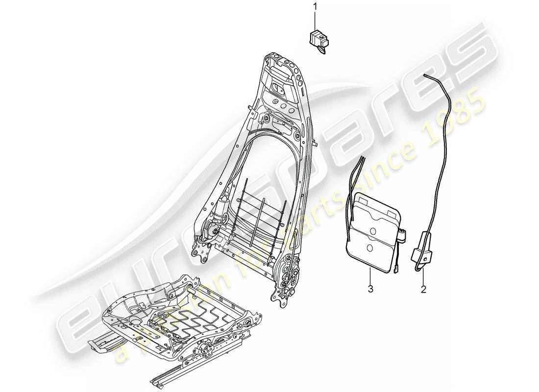 porsche 2007 (997-1 turbo / gt2) lumbar support ersatzteildiagramm