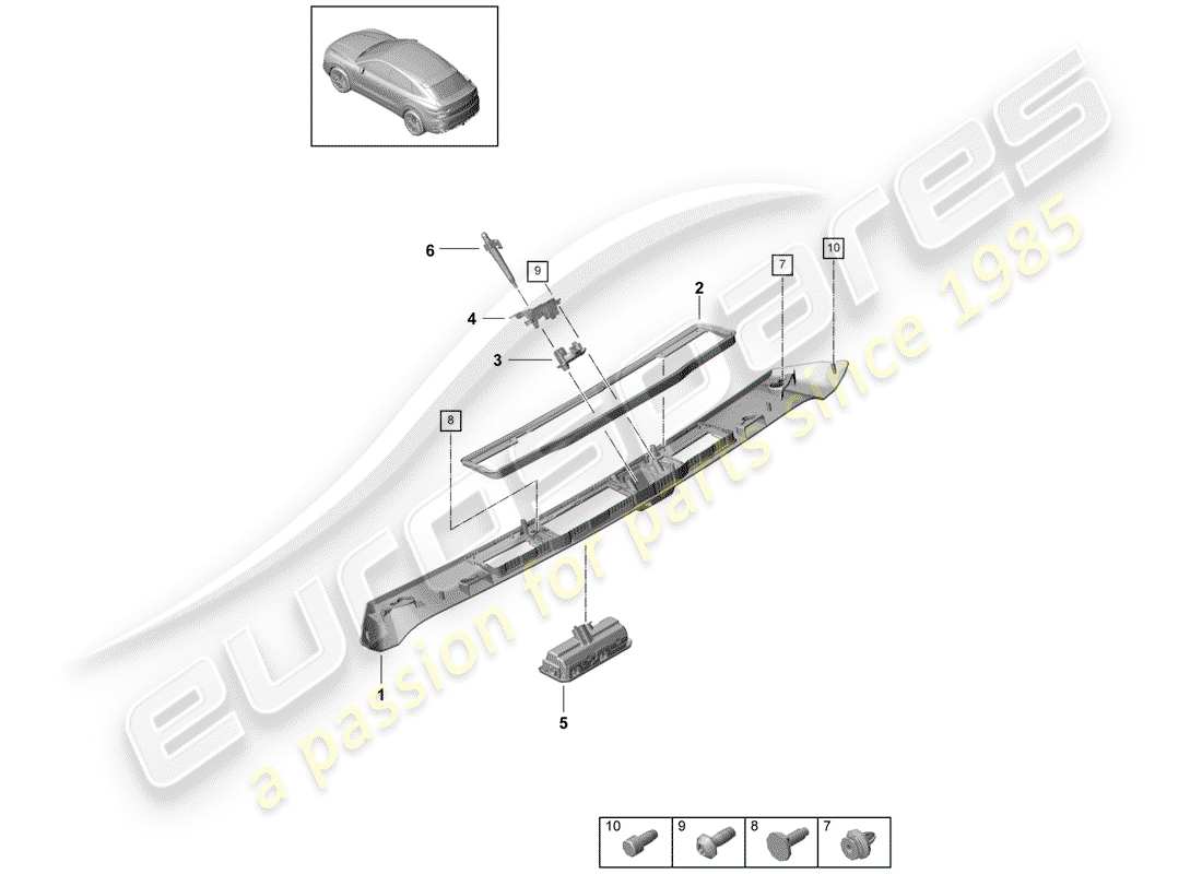 porsche 2019 (cayenne e3 9ya/9yb) hinterer kofferraumdeckel - teilediagramm