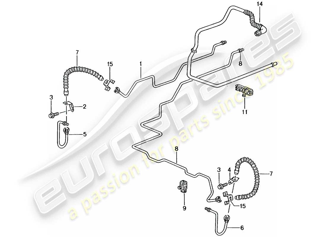 porsche 2004 (996 gt3) bremsleitung - unterboden - hinterachse - vakuumleitung ersatzteildiagramm