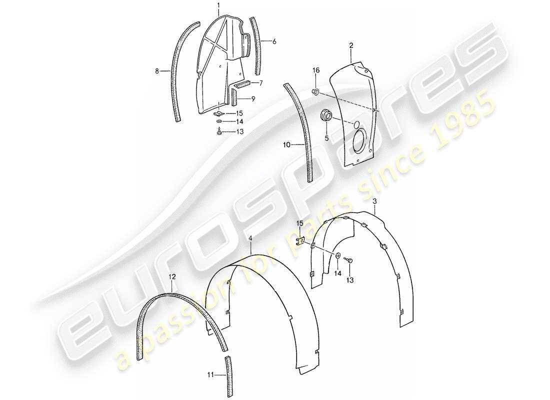 porsche 1988 (959) radabdeckung ersatzteildiagramm