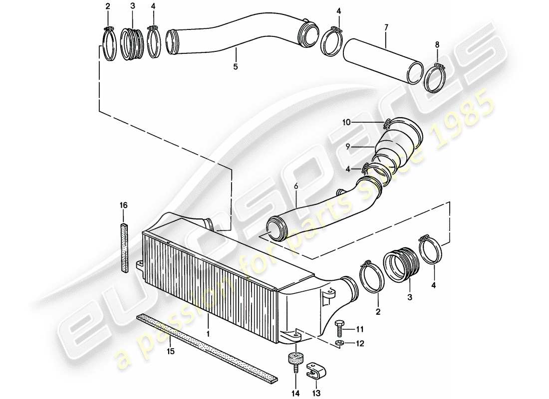 porsche 1988 (944) ladeluftkühler - teilediagramm