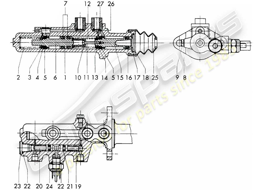 porsche 1967 (911/912) hauptbremszylinder - $ 19,05 - mit: - warnfunktion - einzelteile - d - mj 1969>> - mj 1969 ersatzteildiagramm