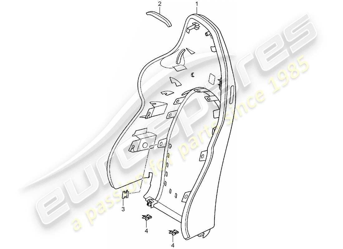 porsche 2004 (996 gt3) rückenschale - sportsitz ersatzteildiagramm