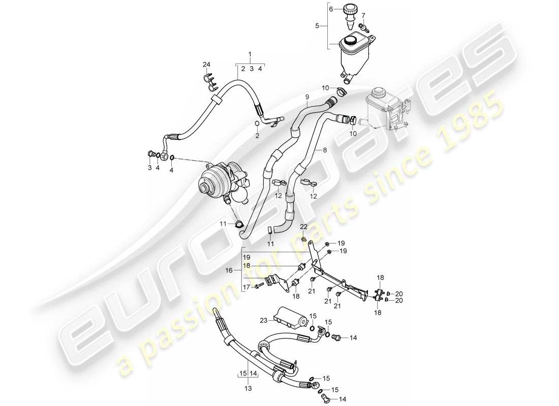 porsche 2008 (cayenne e1 9pa) servolenkung - teilediagramm