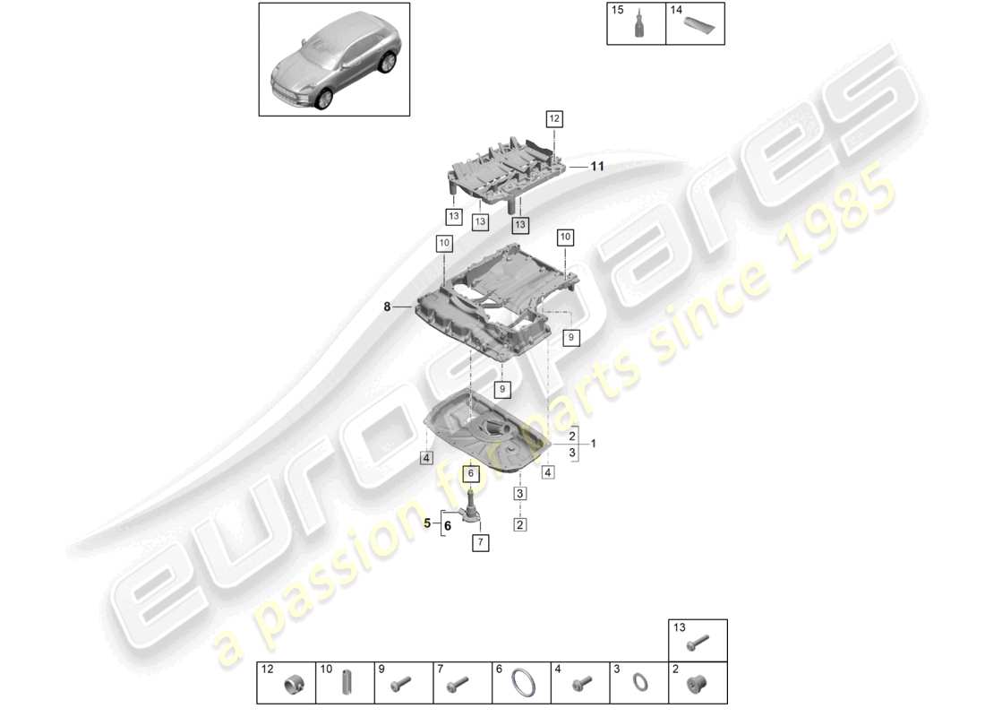 porsche 2020 (macan) ölführendes gehäuse ölwanne teilediagramm