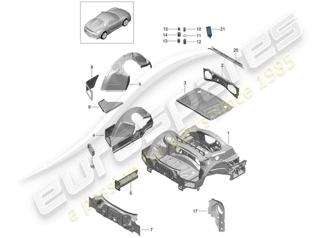 porsche 2016 (981 boxster spyder) hinteres ende teilediagramm