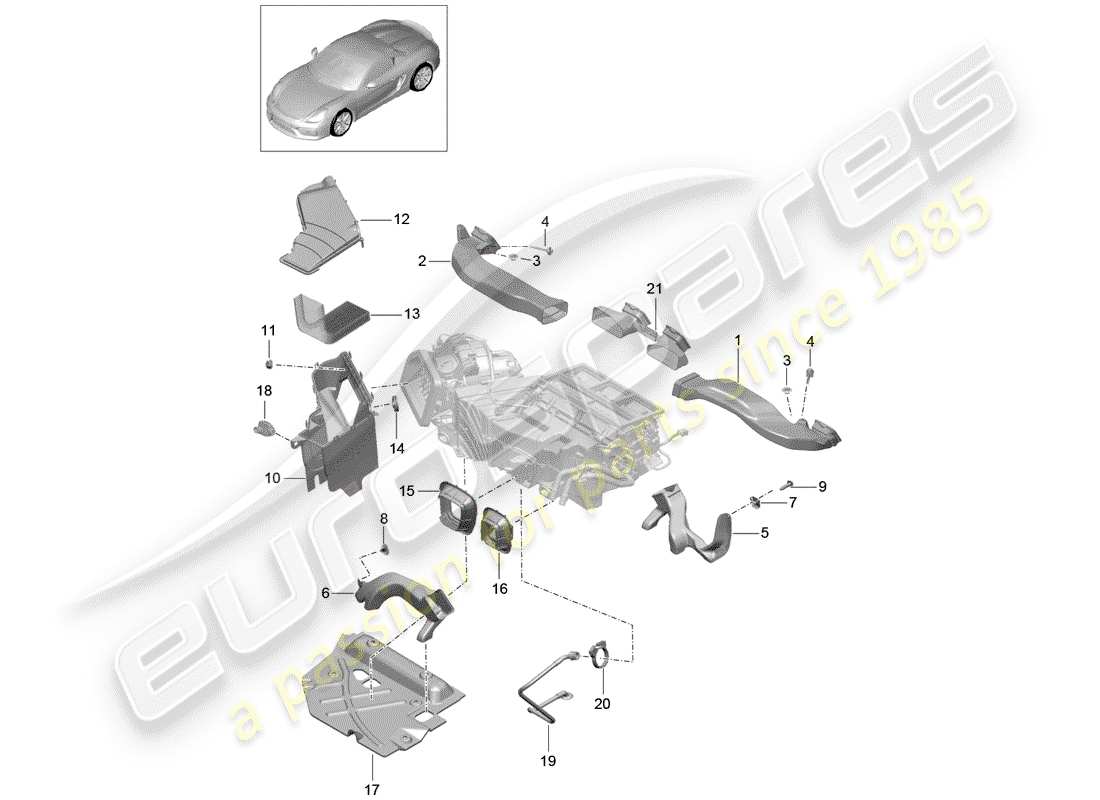 porsche 2016 (981 boxster spyder) luftkanal teilediagramm