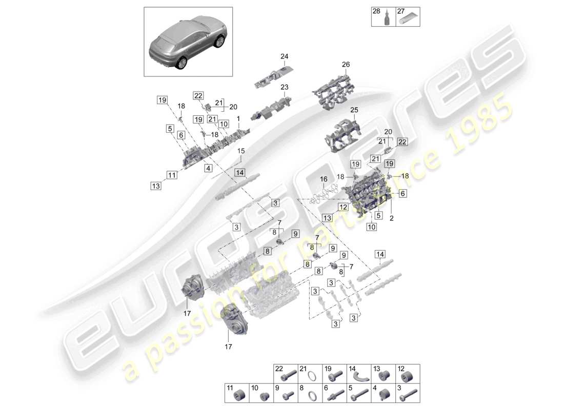 porsche 2020 (macan) ventildeckel schalldämpfer zubehör teilediagramm