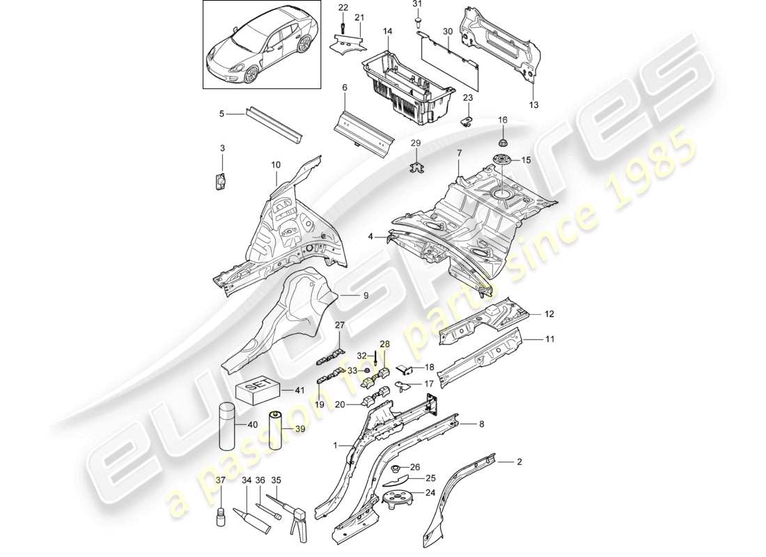 porsche 2010 (cayenne e1 9pa) hinteres ende teilediagramm