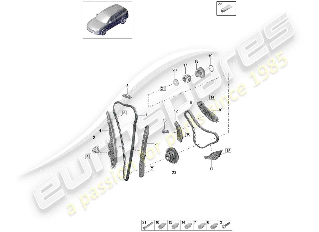 porsche 2018 (cayenne e3 9ya/9yb) steuerkette ersatzteildiagramm