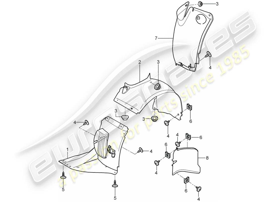 porsche 2007 (997-1 gt3) trims-teilediagramm