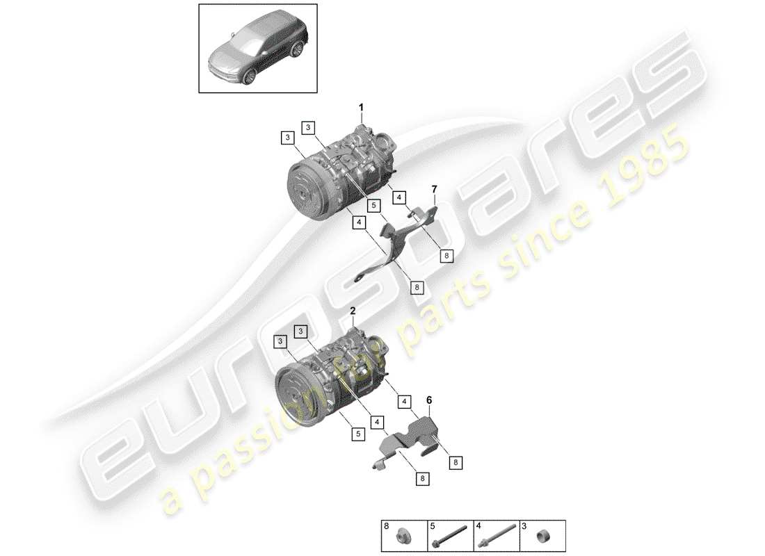 porsche 2018 (cayenne e3 9ya/9yb) kompressor teilediagramm