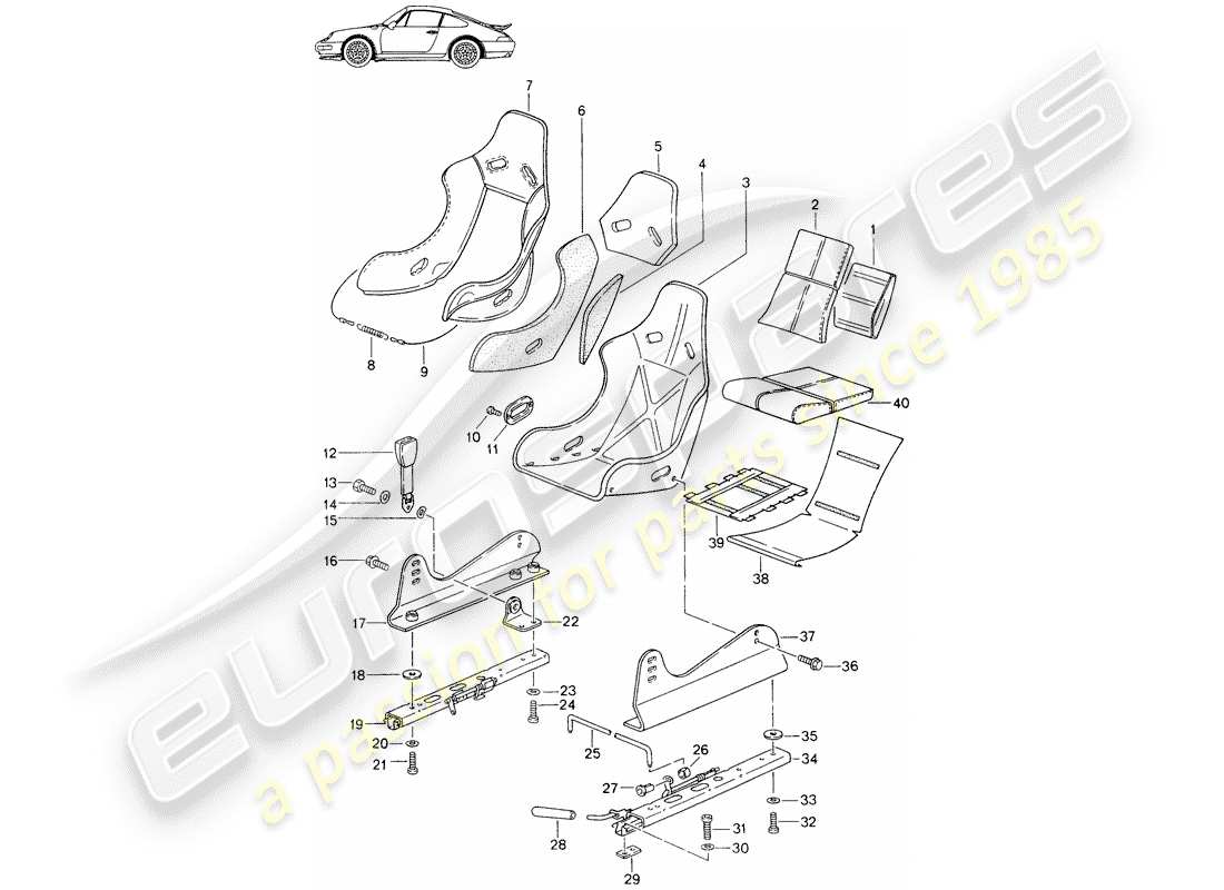 porsche 1987 (seats for 944/968/911/928) sitz - mit: - vollleder - bezug - d - mj 1995>> - mj 1996 ersatzteildiagramm