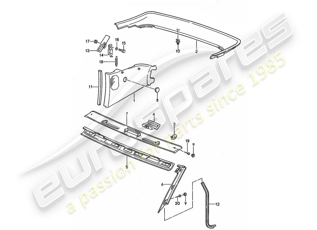 porsche 968 (1995) trims-teilediagramm