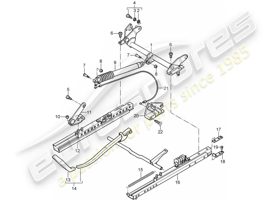 porsche 2005 (996 gt3) sitzrahmen - sportsitz - für fahrzeuge mit sitzhöhenverstellung ersatzteildiagramm