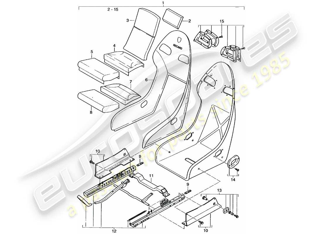 porsche 2003 (996 gt3) sitz - mit: - leder - sitzbezug ersatzteildiagramm