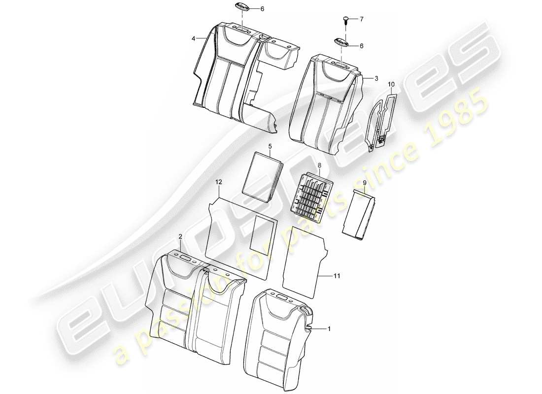 porsche 2008 (cayenne e1 9pa) schaumteil teilediagramm