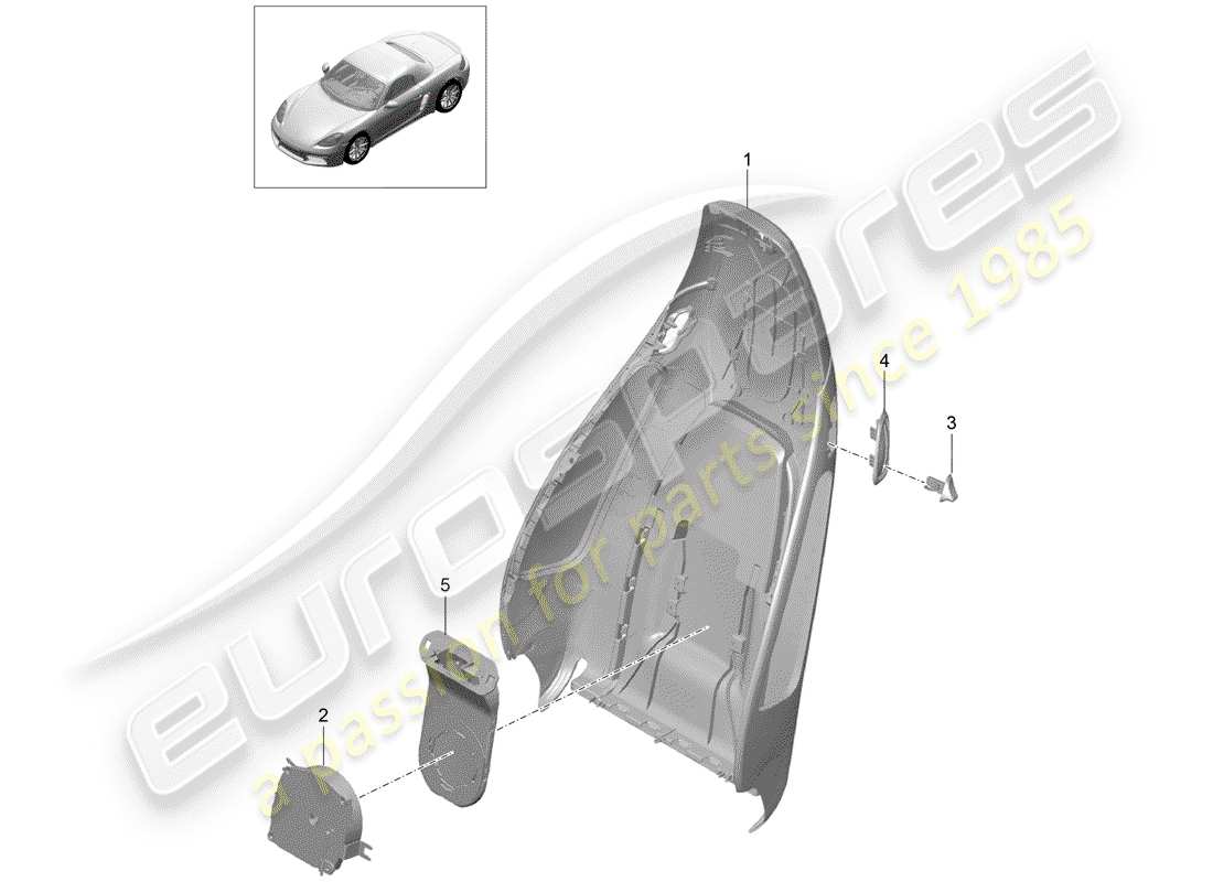 porsche 2019 (718 boxster) rückenlehnenschale ersatzteildiagramm