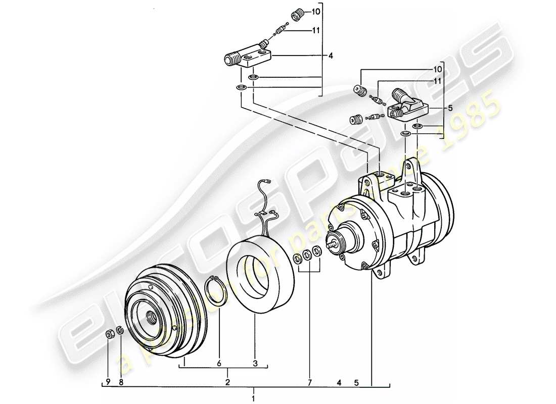 porsche 1985 (928) kompressor teilediagramm