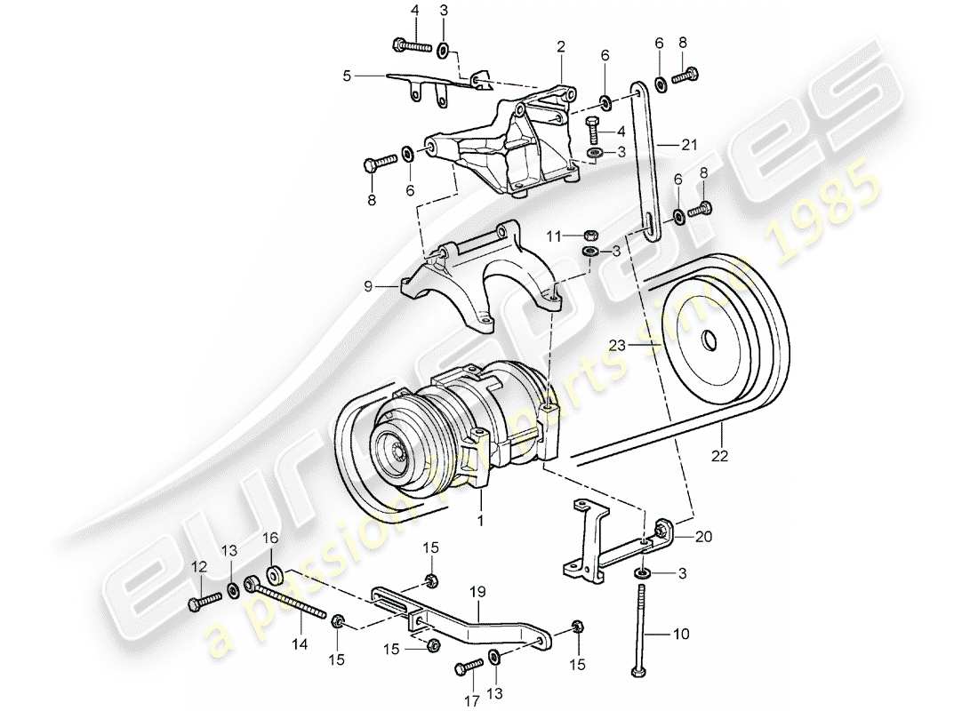porsche 1995 (928) baugruppe - kompressor - klimaanlage teilediagramm