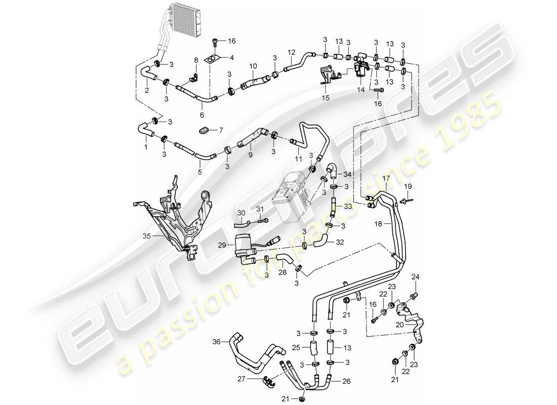 porsche 2008 (cayenne e1 9pa) heizung teilediagramm