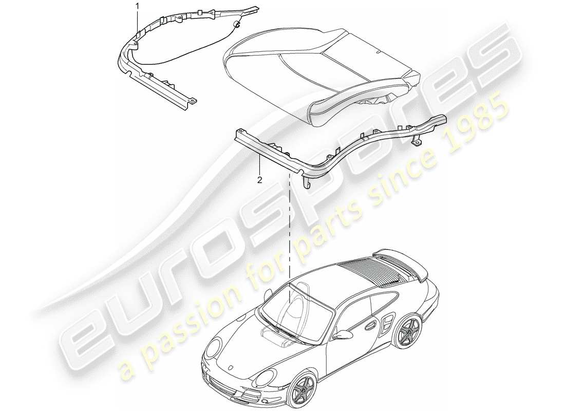 porsche 2007 (997-1 turbo / gt2) kissenträger ersatzteildiagramm