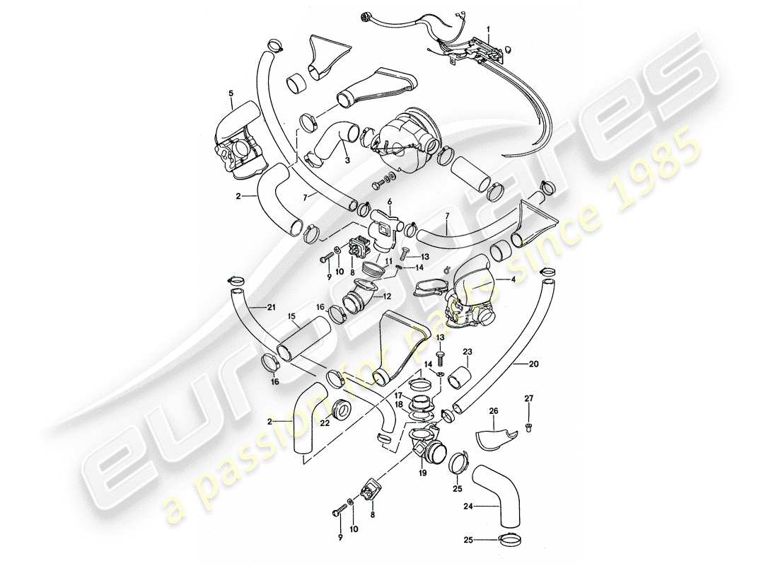 porsche 1976 (911 turbo) klimaanlage - kühlluftkanal teilediagramm