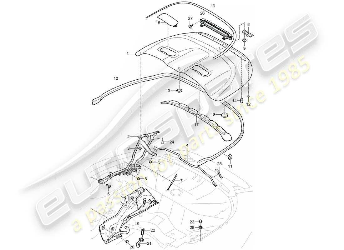 porsche 2011 (997-2) ersatzteildiagramm für obere staubox