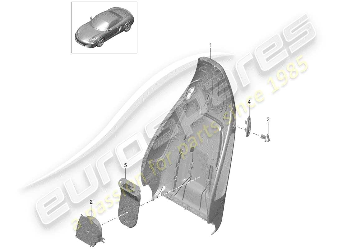 porsche 2012 (981 boxster) rückenlehnenschale ersatzteildiagramm