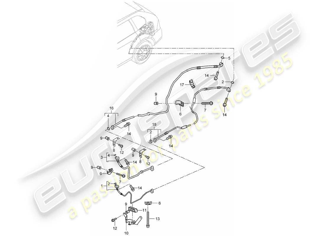 porsche 2012 (cayenne e2 92a) kältemittelkreislauf teilediagramm