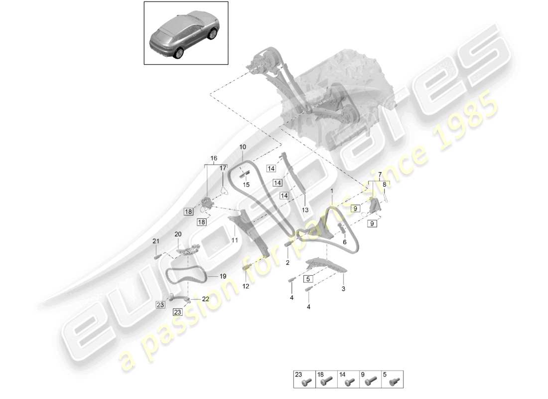porsche 2020 (macan) steuerkettengleitschiene kettenspanner teilediagramm