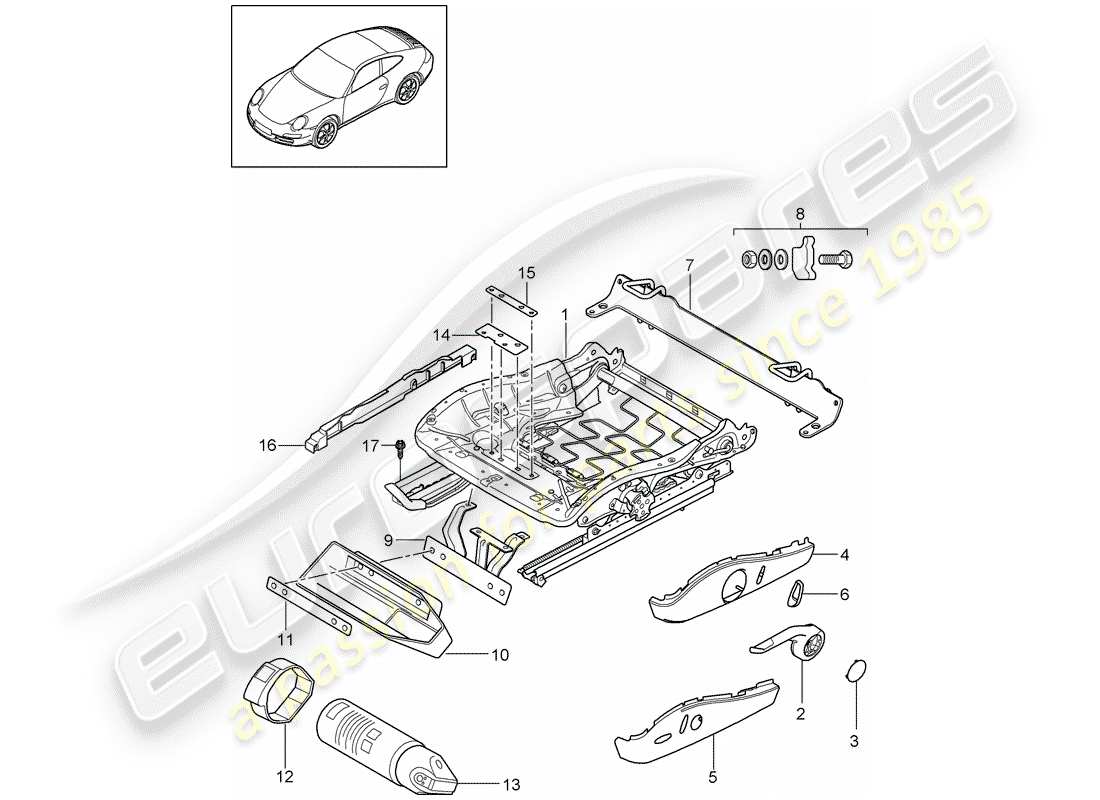 porsche 2012 (997-2) sitzrahmen teilediagramm