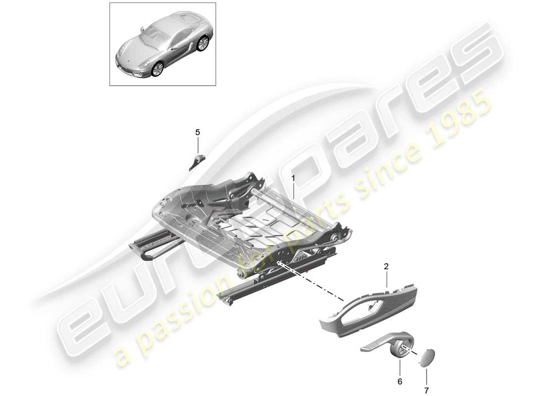 porsche 2016 (981 cayman) sitzrahmen teilediagramm
