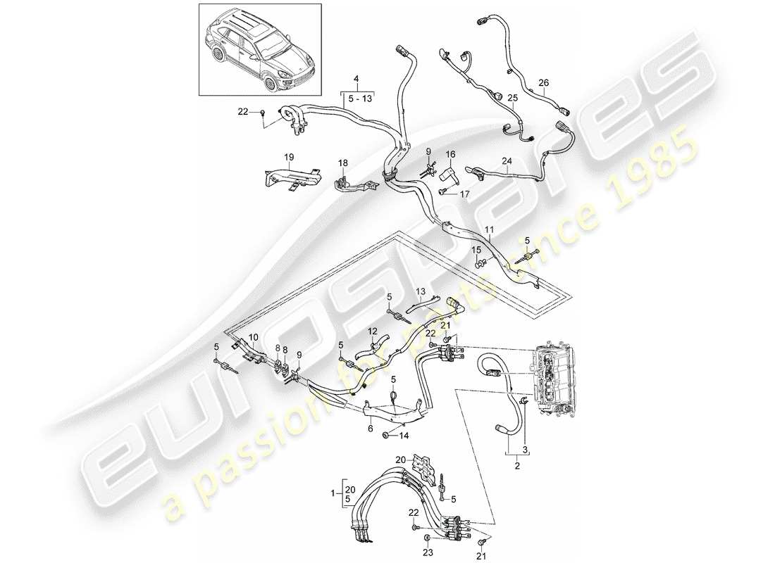 porsche 2012 (cayenne e2 92a) hybrid-teilediagramm