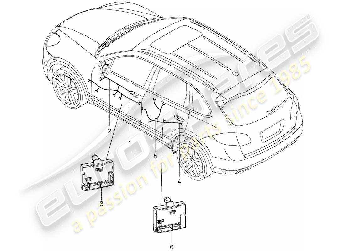 porsche 2012 (cayenne e2 92a) kabelbäume teilediagramm