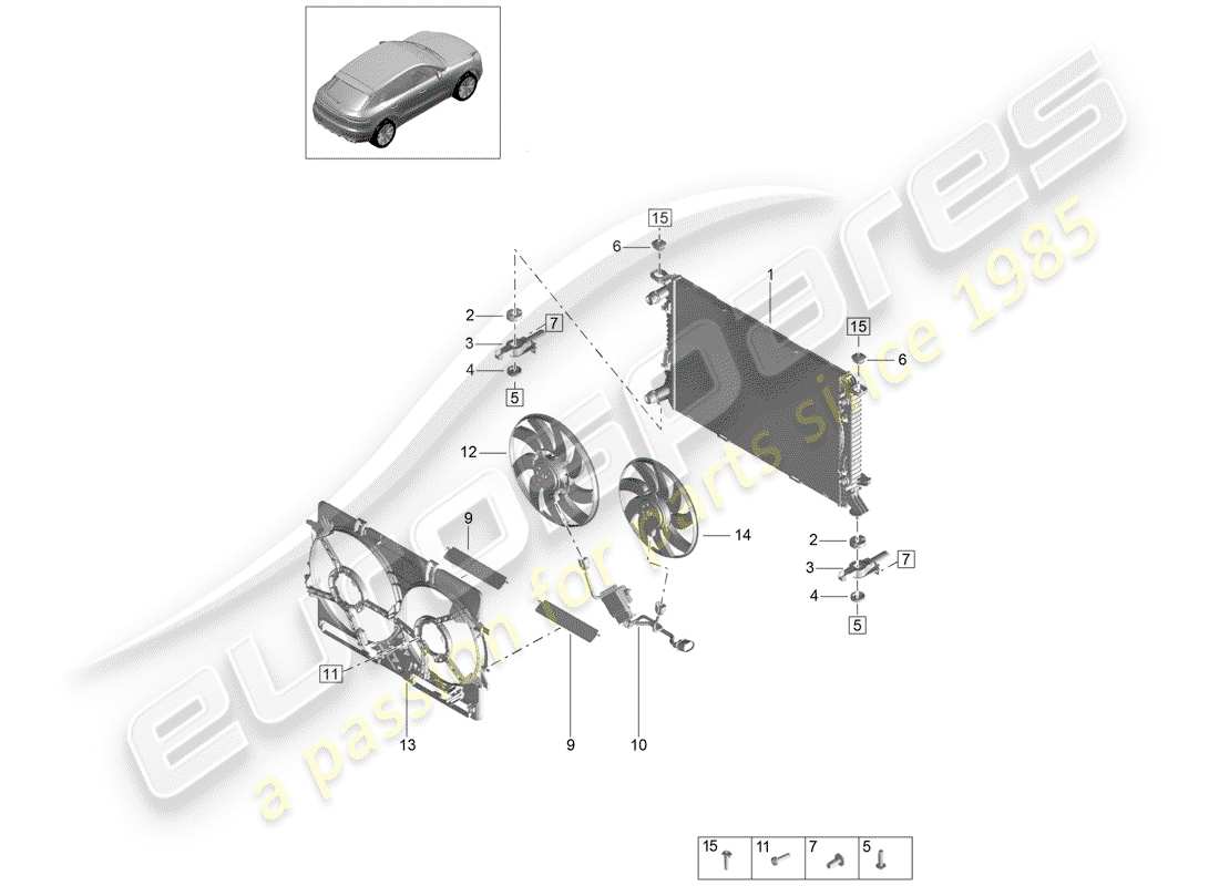 porsche 2019 (macan) wasserkühlung teilediagramm